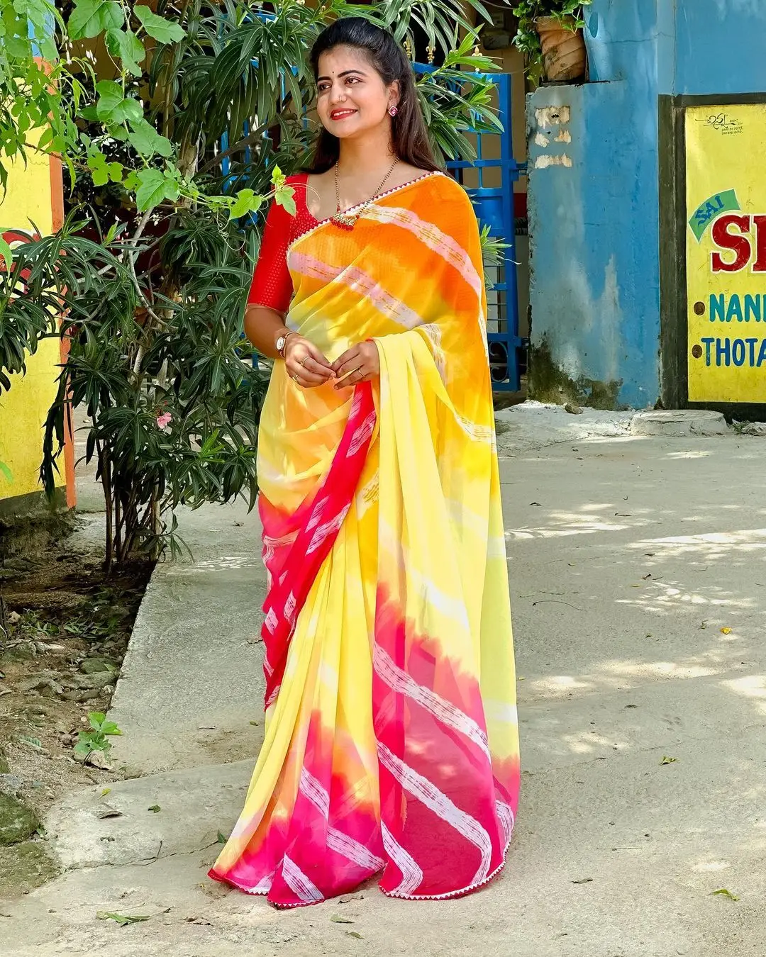 TV Actress Shiva Jyothi in Traditional Yellow Saree Blouse